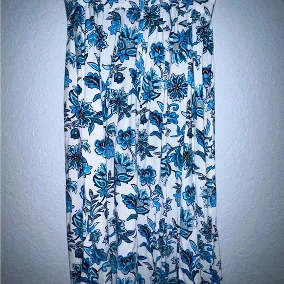 Ann Taylor Spaghetti Strap Dress, White & Turquoise, Size 12 - Picture 7 of 10
